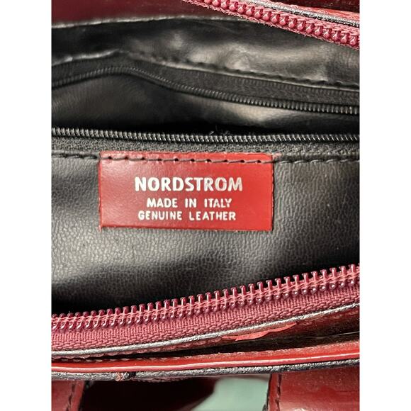 NORDSTROM Red Leather Shoulder Purse Bag Made In Italy - Picture 5 of 6